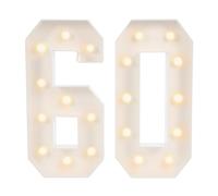Lot de 60 chiffres lumineux pour décoration d'anniversaire - Lumière chaude LED et lettres - Décoration d'ambiance - Veilleuse lumineuse de mariage - Vitrine - 100 cm