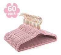 Lot de 60 cintres en velours de qualité supérieure pour enfants, ultra-fins, mignons, antidérapants, petits cintres en feutre, 35,6 cm, pour vêtements d'enfants, rose poudré Cintres ultra-fins en velo