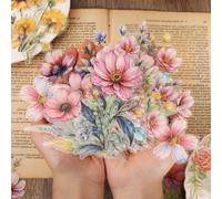 Lot de 60 étiquettes en verre représentant des fleurs, disponibles dans une large gamme de couleurs, résistantes à l'eau, pour les projets artistiques et la décoration d'albums.