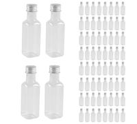 Lot de 60 mini bouteilles à shot carrées transparentes en PET avec bouchons | Bonbonnière de mariage, 2,9 x 10,2 cm, pour jus et liqueur