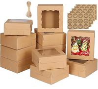 Lot de 60 petites boîtes à biscuits épaisses avec fenêtre, autocollants pour mini gâteaux, friandises, desserts, pâtisseries, beignets, macaron, fraises, chocolat - 10,2 x 10,2 x 6,3 cm