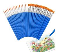Lot de 60 petits pinceaux de peinture en vrac, à pointe plate et ronde pour acrylique, aquarelle, huile et gouache, parfaits pour le corps, le visage, les décorations