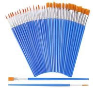 Lot de 60 pinceaux ronds et plats - Pour peinture acrylique et peinture à l'huile - Parfait pour les débutants, les artistes et les amateurs de peinture
