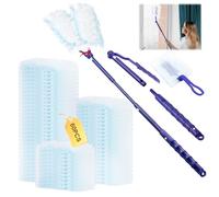 Lot de 60 plumeaux pour Swiffer, Duster Recharge pour Swiffer avec 1 poignée, 1 Tige télescopique pour Poils d'animaux, poussière et saleté