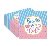 Lot de 60 serviettes Gender Reveal, 33 x 33 cm, serviettes de table en papier pour fête prénatale, révélation du sexe, naissance, fête prénatale
