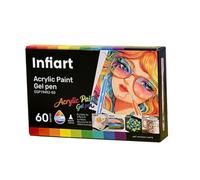 Lot de 60 stylos à encre gel pour superposition de couleur | Kit de décoration en gel acrylique, pointe ronde de 1 mm pour journaux, papier à dessin, bois, céramique