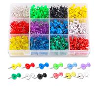 Lot de 600 punaises Standard avec Pointe en Acier et tête en Plastique coloré, 12 Couleurs Assorties