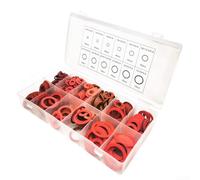 Lot de 600 rondelles plates en fibre de papier en acier rouge avec 14 tailles mixtes pour isolation résistante à la chaleur, joints d'étanchéité dans un boîtier en plastique organisé, adapté pour les