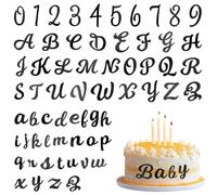 Lot de 64 lettres pour décoration de gâteau dorées, décoration de gâteau, personnalisée, alphabet de A à Z, kit de bricolage pour anniversaire, fête prénatale, anniversaire de mariage, mariage (noir)