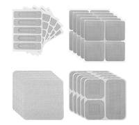 Lot de 65 kits de réparation pour moustiquaires, 3 tailles, ruban adhésif puissant, autocollant, en fibre de verre, pour la protection contre les insectes, moustiquaire de fenêtre, gris