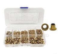 Lot de 650 rivets creux en laiton - Assortiment de rivets creux de 0,9 à 5 mm - Œillets en cuivre pour projets de bricolage - Montage facile pour matériaux légers - Doré