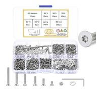 Lot de 660 vis Torx M2 à tête fraisée - Vis à tête plate Torx avec écrous - Assortiment de vis de machine en acier inoxydable et rondelles - Vis filetées métriques