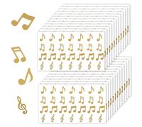 Lot de 672 autocollants en forme de notes de musique, 4 motifs, étanches, symboles de musique, décoration parfaite, enveloppe, carnet, carte de vœux (doré)