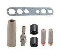 Lot de 7 accessoires de soudage pour brûleur MB15AK MIG, buses de contact en cuivre 0,6-1,2 mm, buse de gaz avec revêtement antiadhésif, support de buse, isolateur et clé pour travaux de soudure (1,0
