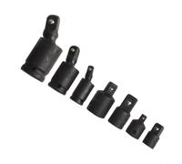 Lot de 7 adaptateurs de douilles chrome-vanadium phosphate noir | Joint pivotant à 3 voies, atteint des angles étroits, entraînements 1/4 3/8 1/2", revêtement phosphate noir