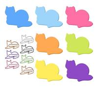 Lot De 7 Blocs De Notes Autocollantes En Forme De Chat Avec Trombones,Notes Autocollantes Pour Onglets D'index,210 Feuilles (B)