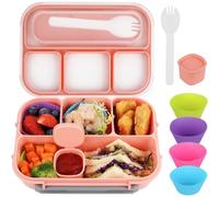 Lot de 7 boîtes à bento pour adultes avec 4 compartiments - 1300 ml - Design anti-fuite - Passe au micro-ondes et au lave-vaisselle - Avec ustensiles - Bocal à sauce - Doublure à muffins - Qualité