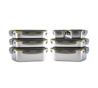 Lot de 7 boites alimentaires en inox - PIKA - Hermétique - Compatible four, micro-ondes, congélateur