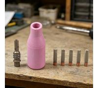 Lot de 7 buses de soudage pour brûleur MB15 MIG cuivre (0,9 mm) | Ensemble de 7 pièces, 1 buse en céramique, 5 pointes en cuivre, 1 support, compatible MB15, durable