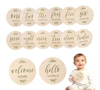 Lot de 7 cartes en bois pour bébé - Double face - Affichage mensuel de croissance mensuelle pour bébé - Signes d'étapes importantes pour les nouveaux parents - Coffret cadeau pour nouveau-nés de 0 à