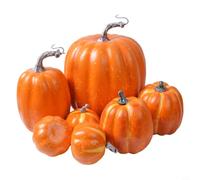 Lot de 7 citrouilles réalistes en mousse orange, noire et blanche pour décoration rustique, décoration de table d'automne et centre de table de récolte, remplissage de plateau à étages pour