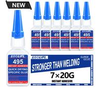 Lot de 7 Colle Super Forte LOOLIFL 495 - Adhésif Professionnel Transparent à Base de Cyanoacrylate, Séchage Rapide, Inodore, Adhérence Longue Durée X495-20g-3pcs