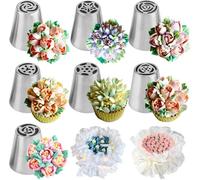 Lot de 7 douilles à douille russes pour décoration de gâteaux, glaçage floral, outils de pâtisserie DIY