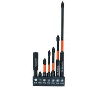 Lot de 7 embouts de tournevis cruciformes magnétiques Phillips #2 Impact 15,2 cm en acier S2 de qualité supérieure avec porte-embout magnétique
