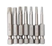 Lot de 7 embouts de tournevis Torx à 5 pointes - Tête de sécurité magnétique Torx - 6,35 mm - T10 T15 T20 T25 T27 T30 T40, S2