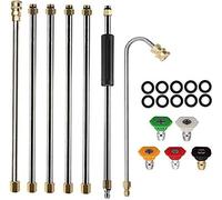 Lot de 7 Ensemble de baguette d'extension pour nettoyeur haute pression, avec 5 embouts de buse,10 anneaux anti-fuite, 4000 PSI