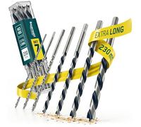 Lot de 7 forets à bois professionnels - Longueur : 230 mm - Diamètre : 4-12 mm - Foret hélicoïdal à bois HSS & HCS pour un perçage précis et sans fissure - Bayerwald Werkzeuge - Affûté CNC, longue