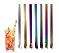 Lot de 7 pailles à milkshake colorées et réutilisables, passent au | Pailles à glace pour la maison, le bureau, la fête, la plage, le camping, milk-shake limonade, café