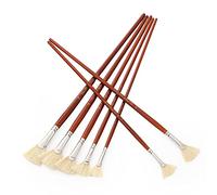 Lot de 7 pinceaux éventail professionnels pour peinture à l'huile avec poils de porc naturels et long manche en bois pour peinture acrylique/aquarelle