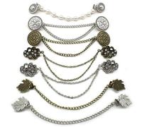 Lot de 7 pinces à châle rétro avec chaînes de fixation dentelée décoratives en alliage zinc pour robes châle, cardigan, fermoir pour cape, idéal pour femme et fille