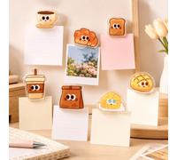 Lot de 7 pinces pour sachets à goûter avec jolis motifs de pain et de dessert, en acrylique PP multi-usages pour sceller des sacs, tenir des notes, marquer des pages
