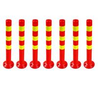 lot de 7 poteaux de délimitation en plastique - 72,5cm réfléchissant Barrière pour entrepôt, parking avec pied - fixation avec vis Poteau de délimitation - Park Pfosten Leitpfosten Poller Sparset