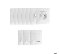 Zenitech - Lot de prises Artezo - 7 prises + 3 va-et-vient - Blanc