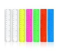 Lot de 7 Règle en Plastique, Règle Droite Échelle Double de 6 IN / 15 CM, Règle Transparente Colorée pour L'école, Bureau, Maison