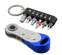 Lot de 7 tournevis à cliquet pour mini clé volante avec adaptateur d'embouts PH0 PH1 PH2 PH3 SL4 pour appareils électroménagers, bricolage, démontage et réparation (bleu)