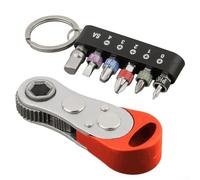 Lot de 7 tournevis à cliquet pour mini clé volante avec adaptateur d'embouts PH0 PH1 PH2 PH3 SL4 pour appareils ménagers et réparation (rouge)