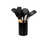 - Lot de 7 Ustensiles avec Pot "Acacia" 30cm Noir