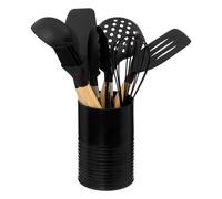 5five - pot métal noir à ustensiles avec 7 accessoires