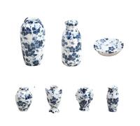 Lot de 7 vases en porcelaine bleue et blanche de style chinois, décoration de maison, accessoires de maison de poupée pour accessoires photo, scène de jardin, vase en céramique en porcelaine bleue et