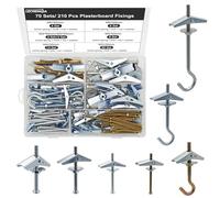 Lot de 70 chevilles à bascule (210 pièces) - 4 tailles de chevilles pliantes M3/M4/M5/M6 - Chevilles pliantes à ressort - Chevilles à ressort en acier au carbone galvanisé - Pour cloison sèche et murs
