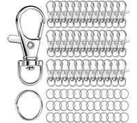 Lot de 70 fermoirs mousquetons pivotants et porte-clés, 35 fermoirs mousquetons et 35 porte-clés fendus