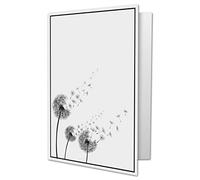 Lot de 75 cartes de condoléances DIN A6 - Motif pissenlit - Cadre noir - 10,5 x 14,8 cm - Double carte imprimable - Cartes de condoléances pour remerciement, invitation, affichage de la deuil