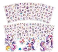 Lot de 8 autocollants licorne à paillettes pour enfants, mignons, holographiques, imperméables et résistants aux rayures, autocollants pour enfants, pour livres, cartables, tablettes, vélos et