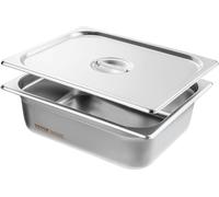 Lot de 8 bacs de cuisson pour table à vapeur de taille 1/2, en acier inoxydable, profondeur 4 pouces, avec couvercle