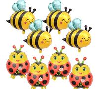 Lot de 8 ballons abeilles et coccinelles pour fête de jardin, anniversaire, fête prénatale, printemps et été