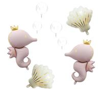 Lot de 8 ballons décoratifs sur le thème des fonds marins, comprenant 2 ballons en forme d'hippocampe, 2 ballons en forme de coquillage, 2 grands et 2 petits ballons transparents, idéal pour une fête